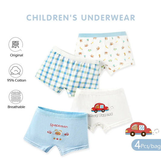 4pcs/lot Boys Underpants Little Big Boy's Cotton Briefs Children's Underwear Boxer Shorts Baby Toddler Underwear for Kids Boy