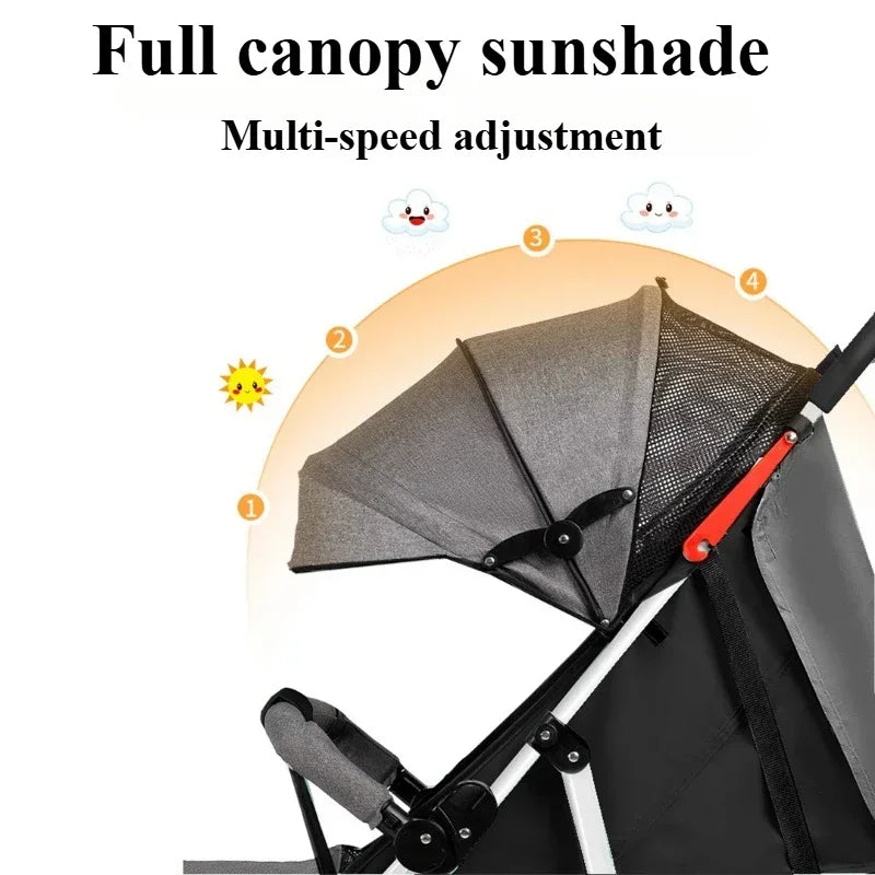 Lightweight Baby Stroller Foldable Reclining Seat One Hand Fold All Terrain Wheels for Outdoor Travel Infants Toddlers Newborn