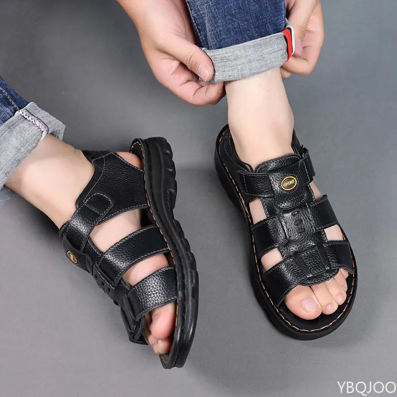 Genuine Leather Men Sandals Male Summer Shoes Outdoor Casual Sandal Cowhide Beach Shoes Classic Non-slip Men's Sandles
