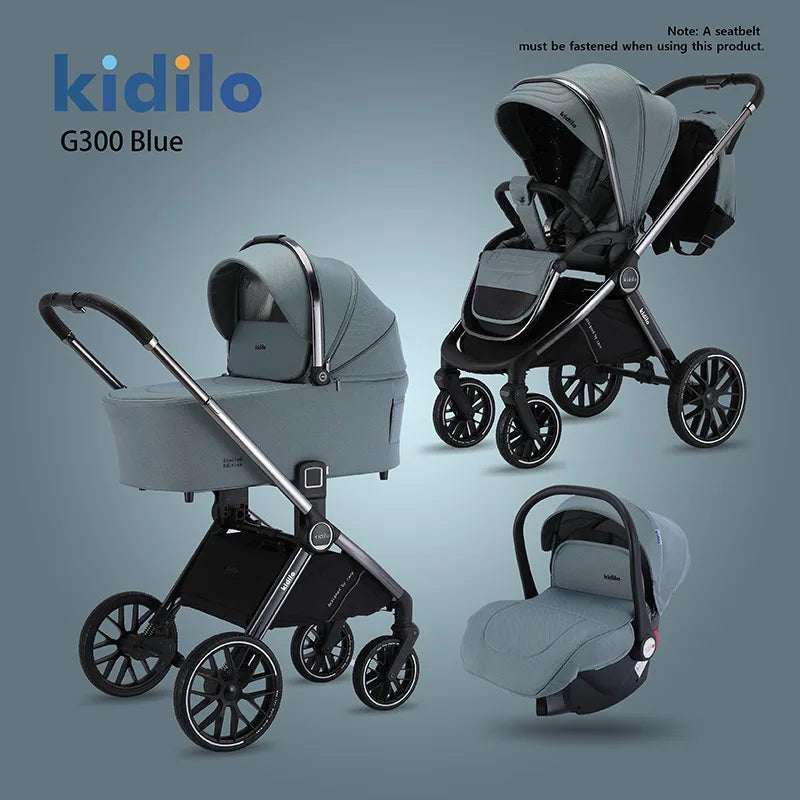 High-view 3-in-1 Baby Stroller Reversible Baby Stroller with Carrier Newborn Baby Stroller Shock Absorption Foldable