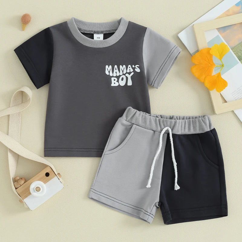 Lioraitiin 0-3Y Toddler Baby Boys Girls Summer Outfits Short Sleeve Contrast Color Tops and Pocket Shorts ClothesSet