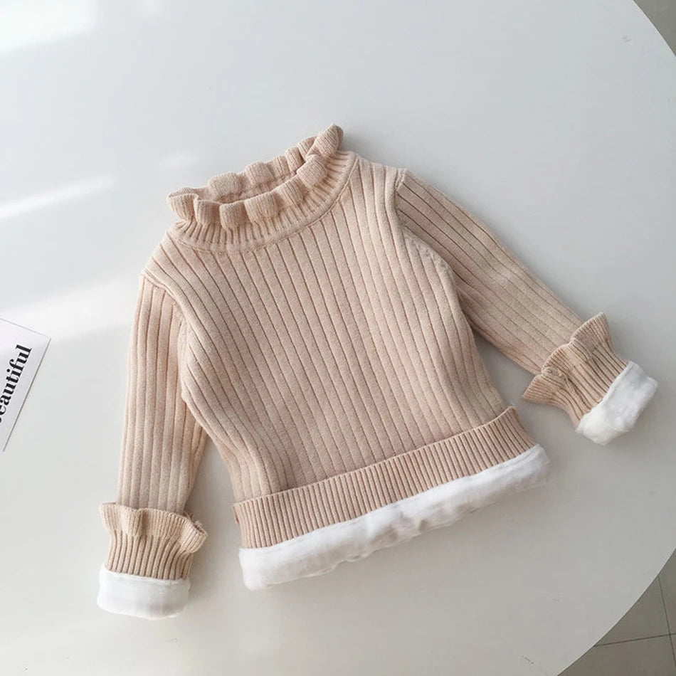 Infant Toddler Winter Fleece Sweaters Baby Warm Pullover Girls Thicken Knitting Shirt Kids Long Sleeve Turtleneck Winter Sweater