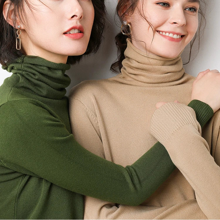 2026 Women Sweater Femme Autumn Turtleneck Sweater Pink Soft Material Women White Sweater jumper Pullovers Tricot Pull Femme
