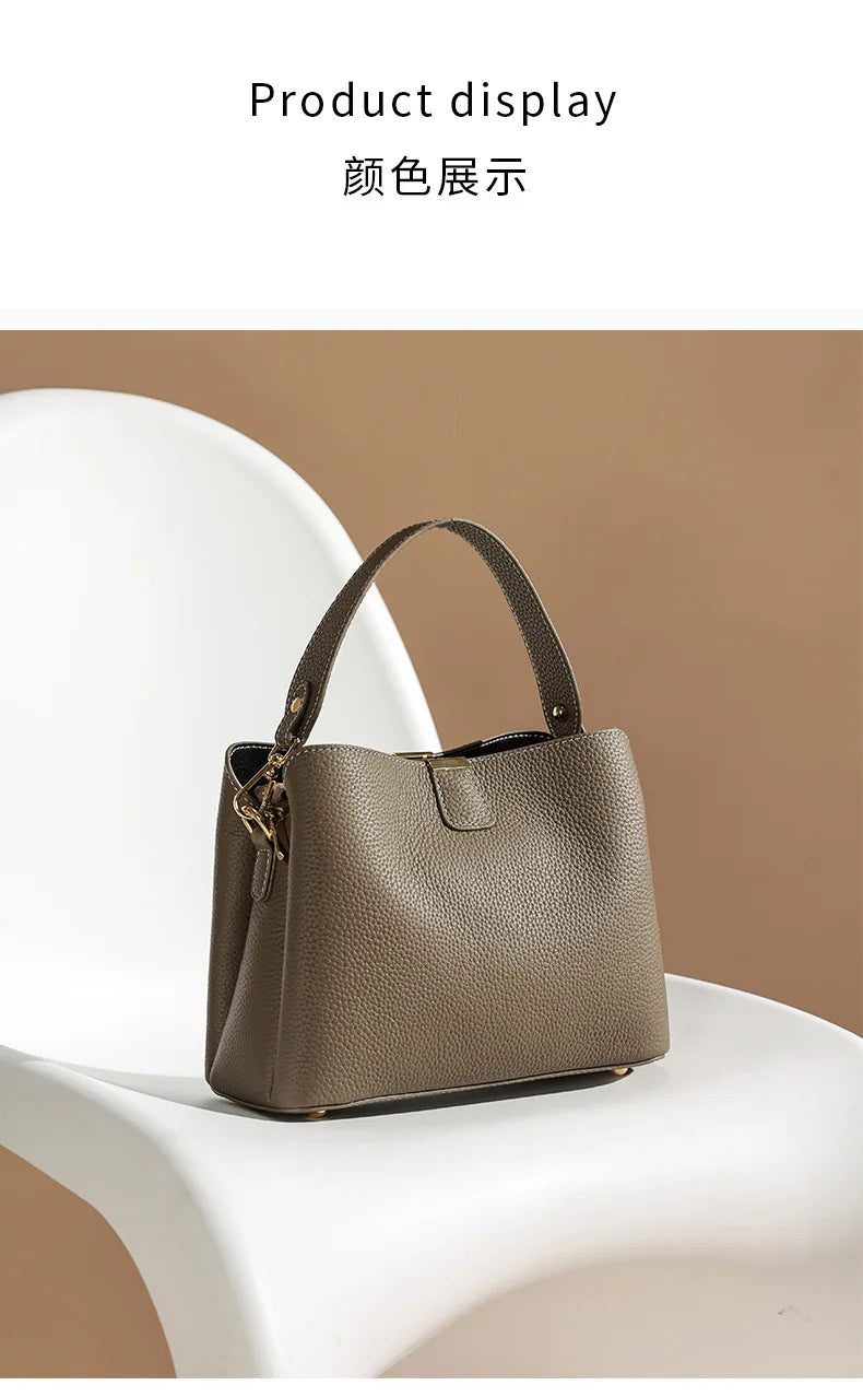 Retro bucket bag women's fashionable handbag large capacity new single shoulder crossbody bag Soft Leather multi-color wallet