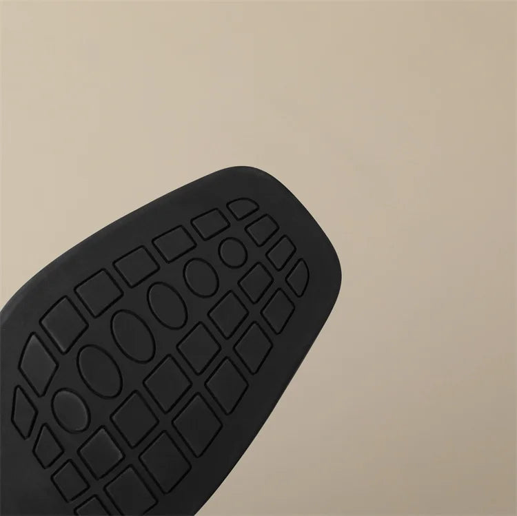 2024 Spring New GENUINE LEATHER Women Shoes LEISURE Women Slip-On Shallow Pumps Square Toe Heels Shoes Women Zapatos De Mujer