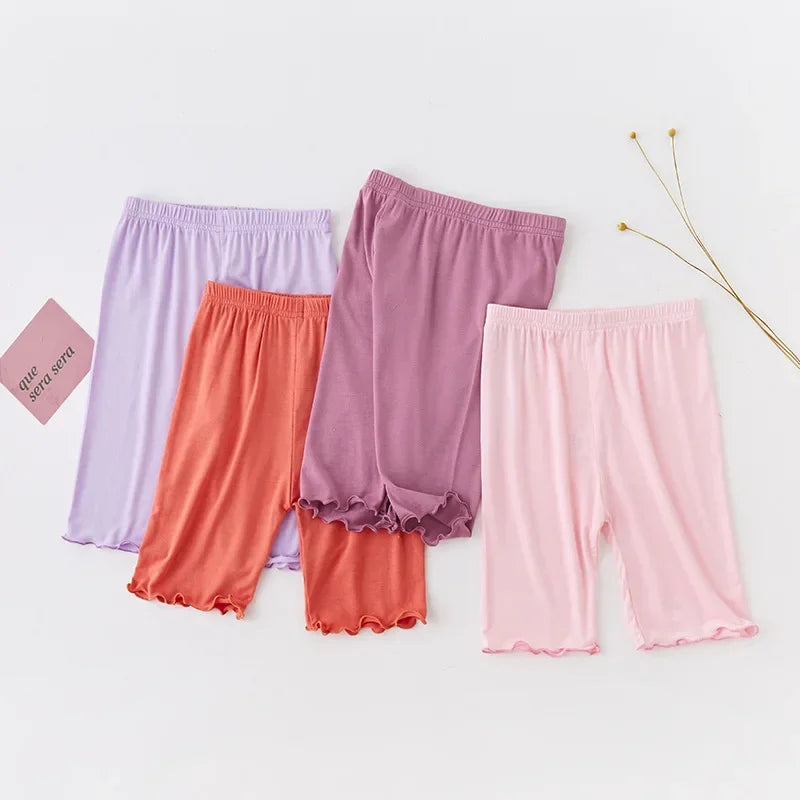 Pantalones de verano para niñas, ropa de Color caramelo para niños, bragas para adolescentes, pantalones informales para bebés, mallas deportivas hasta la rodilla para niñas