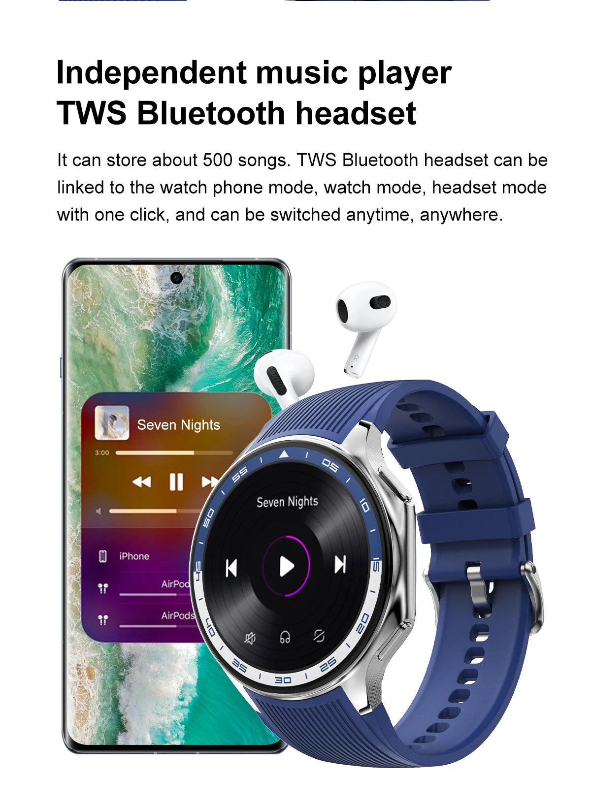 The latest popular For OPPO DT Watch X high-end men's smart Bluetooth call watch 32GB video album fitness waterproof smartwatch