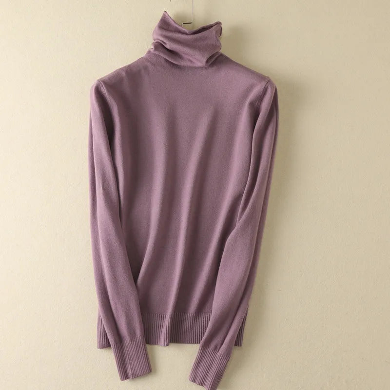 2026 Women Sweater Femme Autumn Turtleneck Sweater Pink Soft Material Women White Sweater jumper Pullovers Tricot Pull Femme