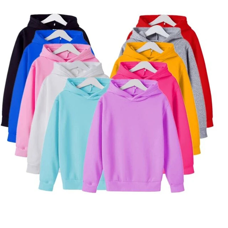 Sudadera con capucha para niños, Top de primavera y otoño para niños y niñas, abrigo de Color sólido de ocio de manga larga rojo negro blanco azul amarillo rosa