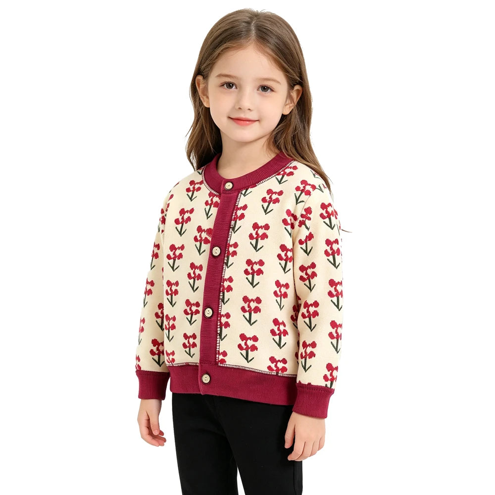 Children Knit Cardigan Toddler Baby Boys Girls Cartoon Button‑up Long Sleeve Knitted Sweater Coat Kids Fall Winter Outer Clothes