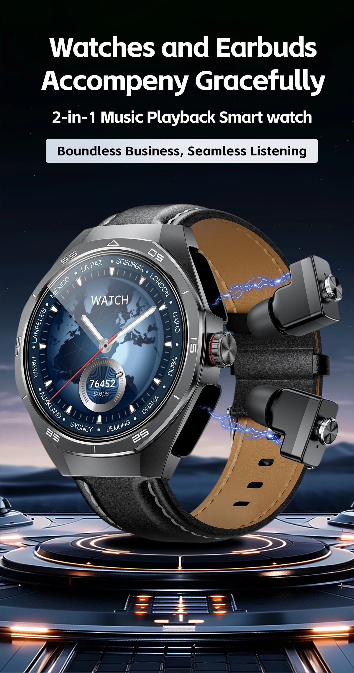 2026 New Smart Watch Men TWS 2-in-1 Bluetooth Earphones With Built-in Speaker HIFI  1.53HD SCreen Bluetooth Call IP67 Waterproof