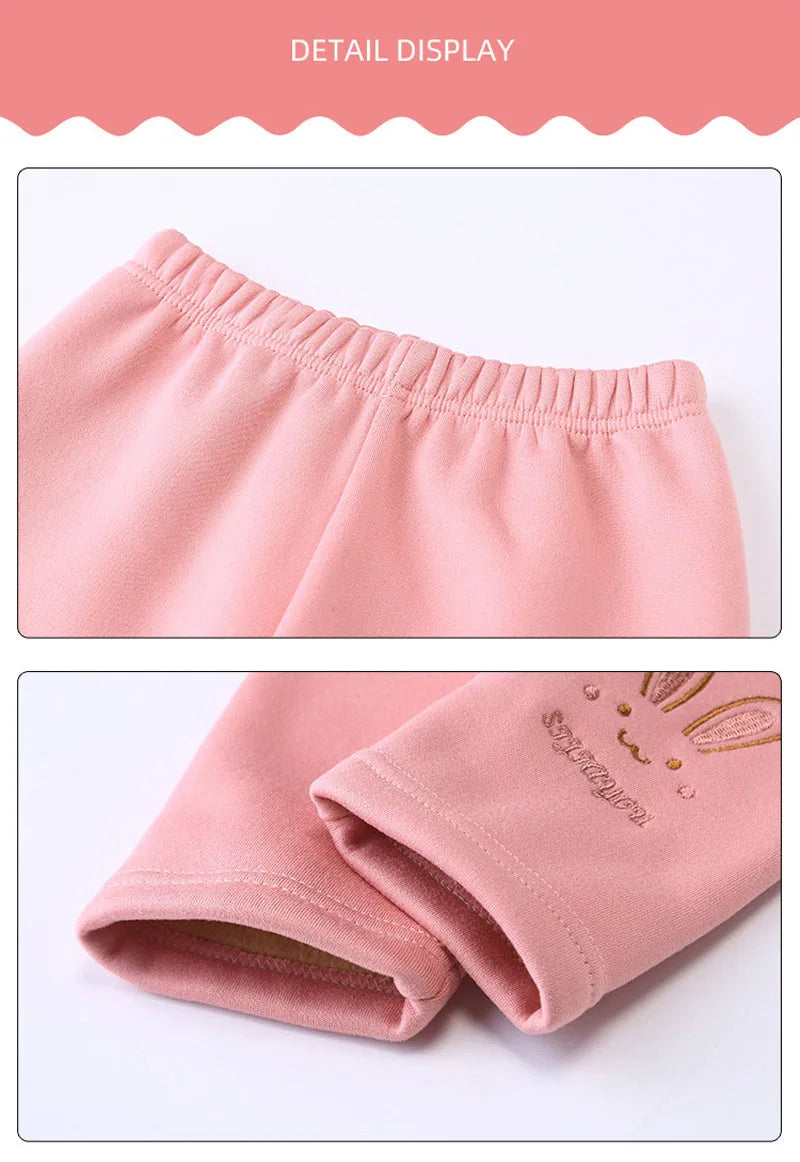 Girls Leggings Autumn Winter Thick Warm Plus Cute Fond Rabbit Children Kids Baby Bottom Part Pants