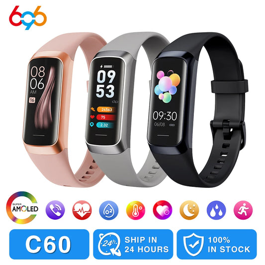 696 Smart Watches 1.1-Inch AMOLED Screen Blue Tooth Call Measurement Temperature Heart Rate Sleep Sports Health Bracelet Women