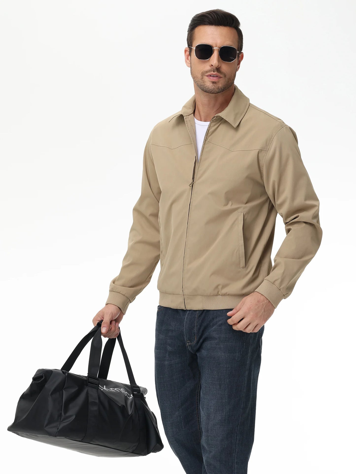 Mens Business Casual Jacket, Windbreaker Waterproof Fashion Coat, Cargo Jacket for Daily Outdoor Travel Autumn Winter