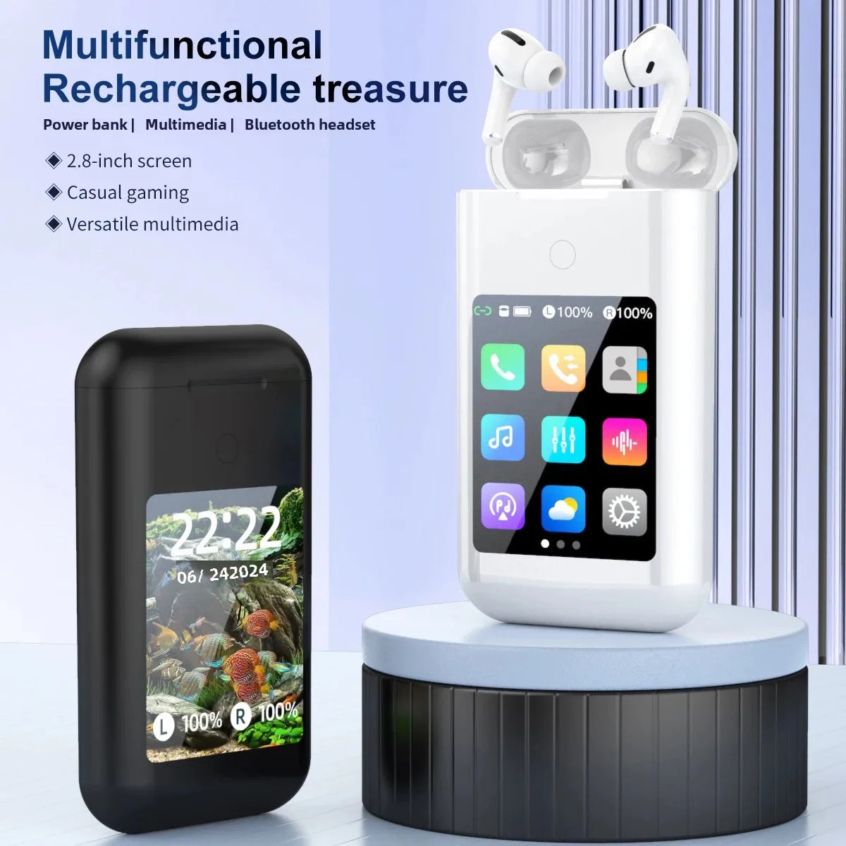 A98 3-in-1 Smart charging bank supports dialing Bluetooth headset 10000mah mobile power supply 2.8screen LCD