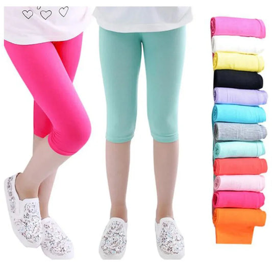 Summer Clothes Baby Girl Pants Children Cropped Pants Candy Color Calf-Length Girls Leggings Skinny Kids Trousers 2-12 Yrs