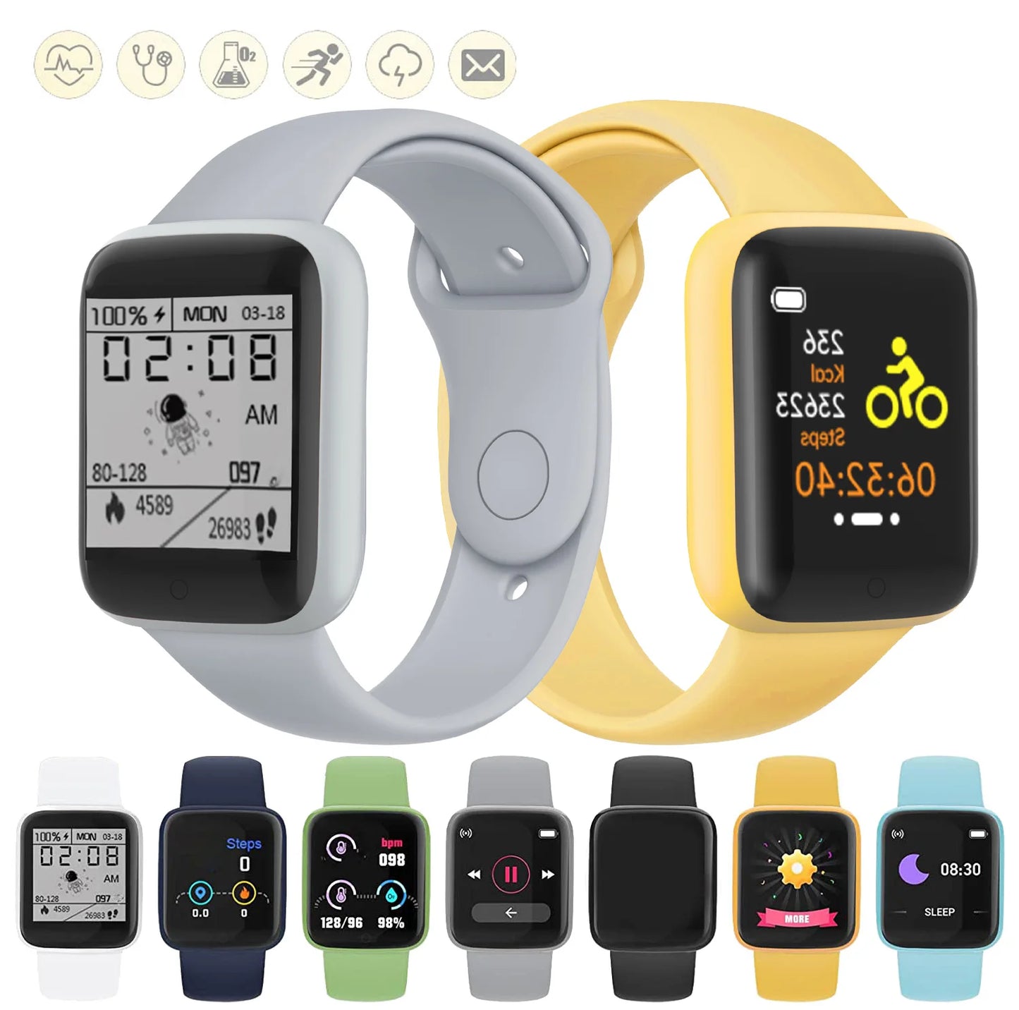 Smart Watches for Men Children Smartwatch for Girls Boys Men Women Sport Heart Rate Blood Pressure Bracelet Kids Watch for 8-18