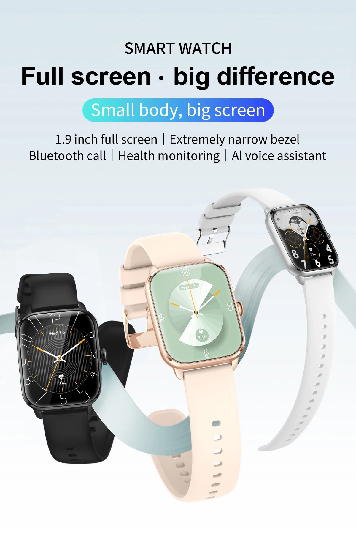 Smart Watch Women Men Bluetooth Call Voice Assistant Message Push Blood Pressure Oxygen Heart Rate Monitor Smartwatch Hebrew