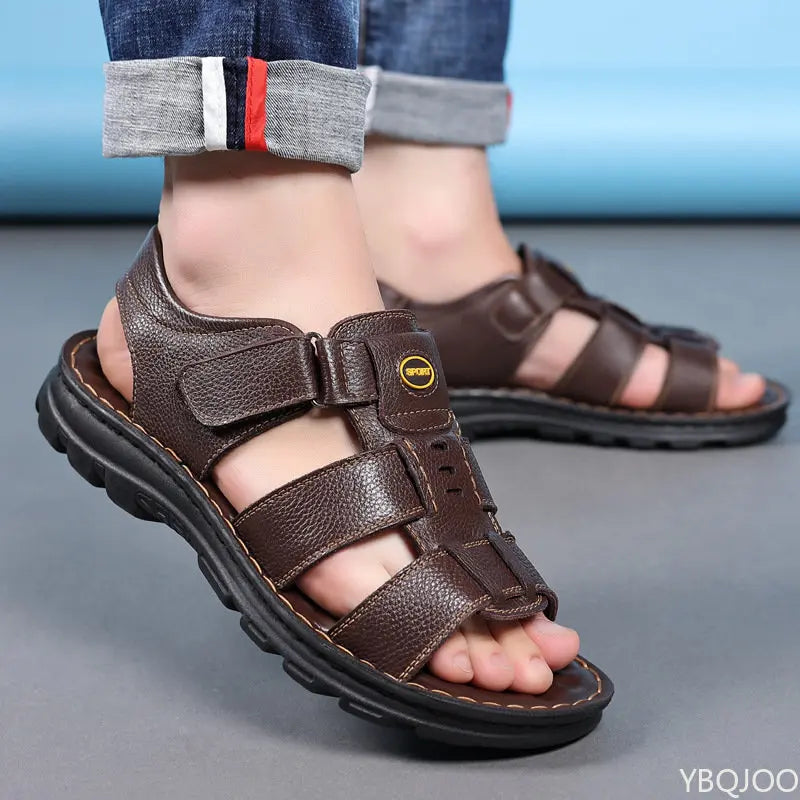 Genuine Leather Men Sandals Male Summer Shoes Outdoor Casual Sandal Cowhide Beach Shoes Classic Non-slip Men's Sandles