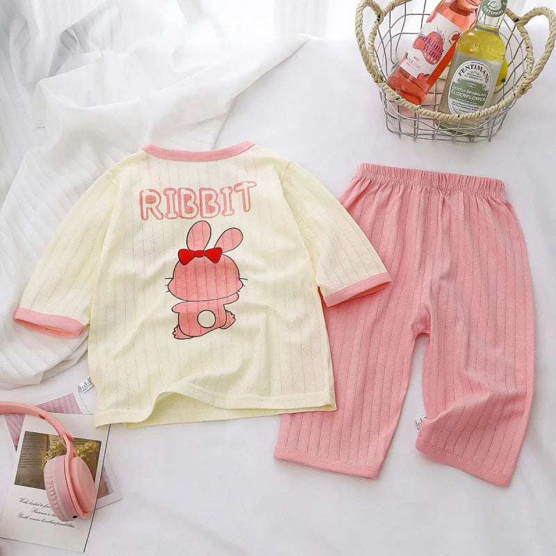 Baby Pajamas Sets Cotton Summer Child Pajamas Toddler Long Sleeve Boys Girls Nightwear Pyjamas Kids Cartoon Homewear Clothes