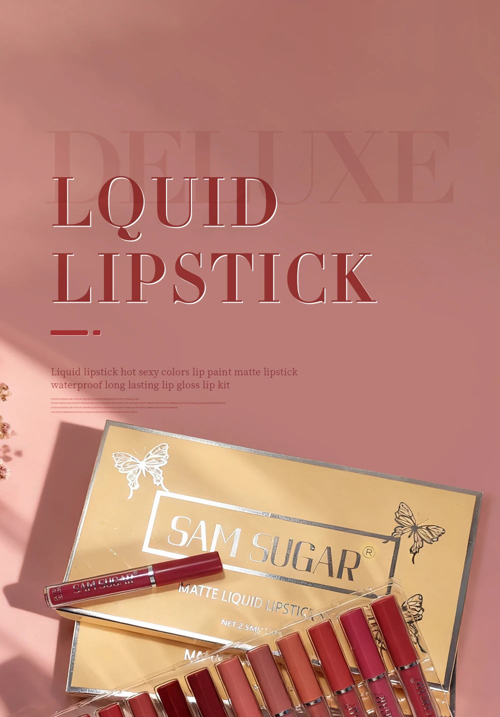 Velvet Matte Lip Kit, Waterproof, Smudge-Proof, Smooth Application, Long-Lasting Makeup Effect