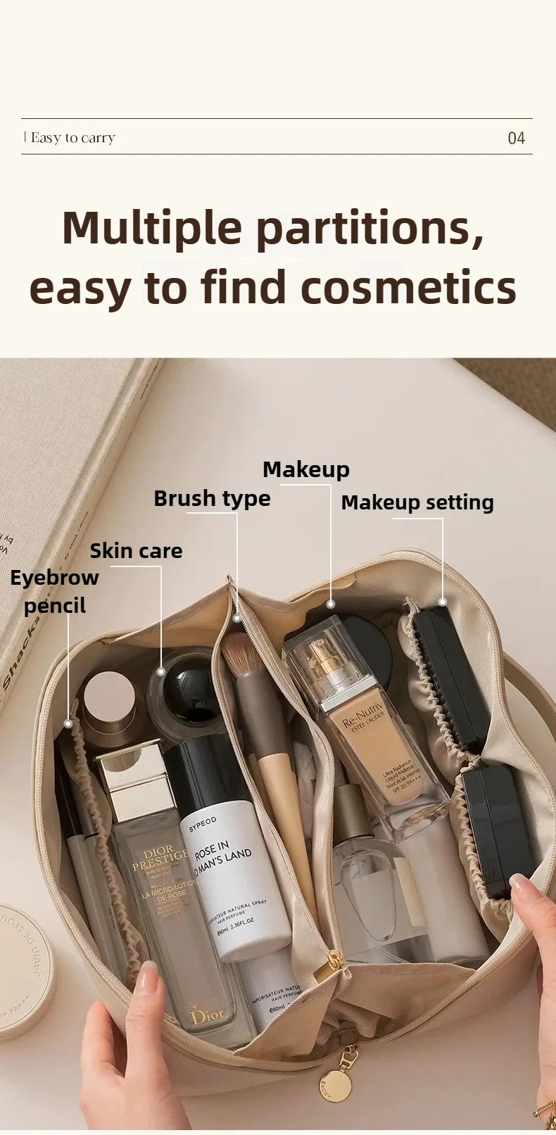 Makeup Organizer Female Toiletry Kit Bag Make Up Storage Pouch Luxury Lady Box, Cosmetic Bag, Organizer Bag For Travel Zip