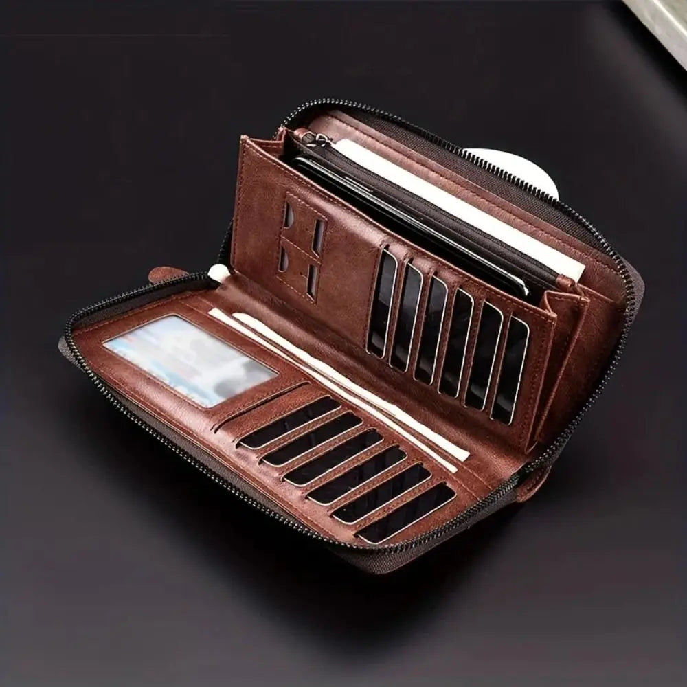 Simple Purse Long Zipper Wallet Large Capacity Card Brand Business Clutch Bag Coin Purse ID Card Holder Men