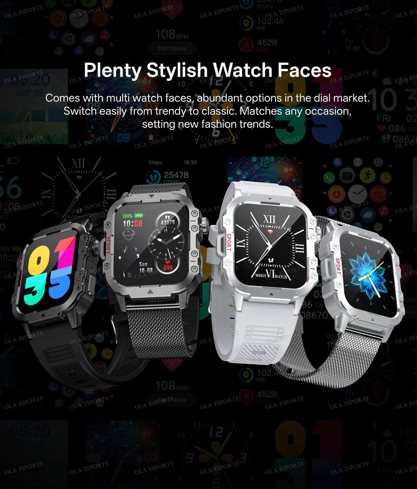 2025 New Military Smart Watch Men IP67 3ATM Waterproof Outdoor Sports Fitness Tracker Health Monitor 1.44Inch BT Call Smartwatch