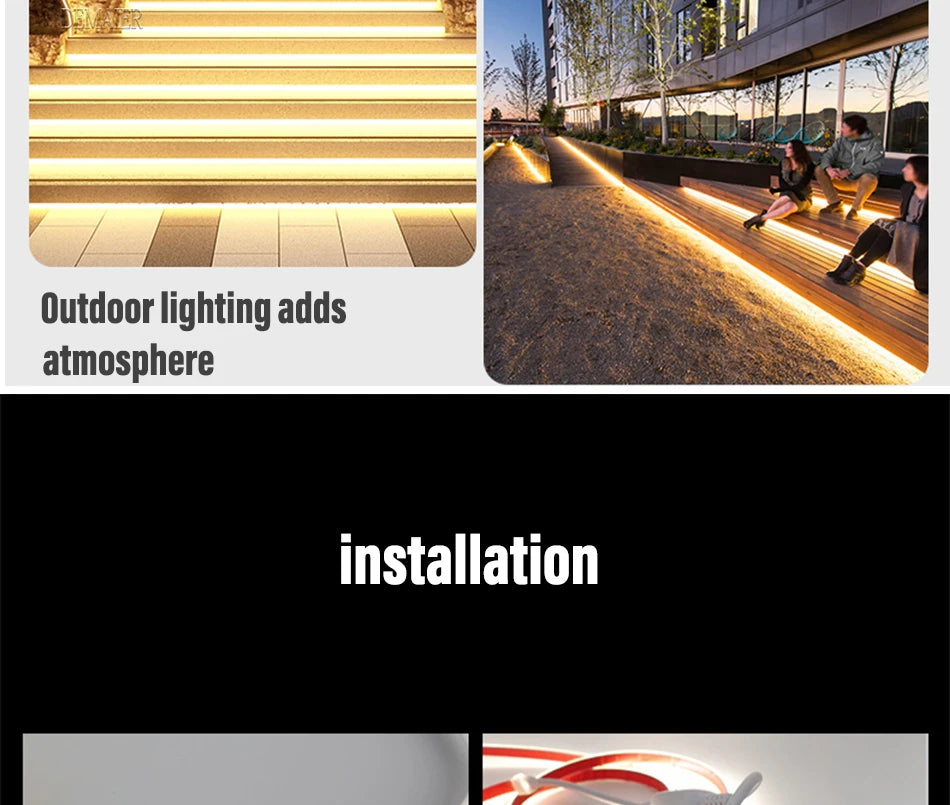 COB LED Strip 360leds/M High Bright EU Plug 220V CRI RA90 Waterproof Outdoor Garden FOB LED Tape For Bedroom Kitchen Lighting