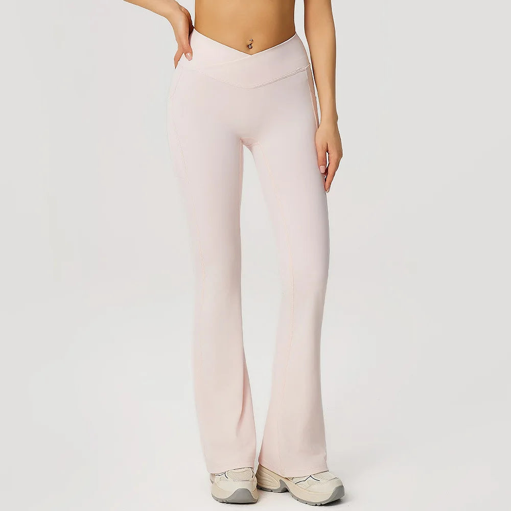 Gym Leggings Women Bell-bottoms Yoga Pants High Waist Booty Lifting Leggings Pants Women Sports Clothing Fitness Wide-leg pants