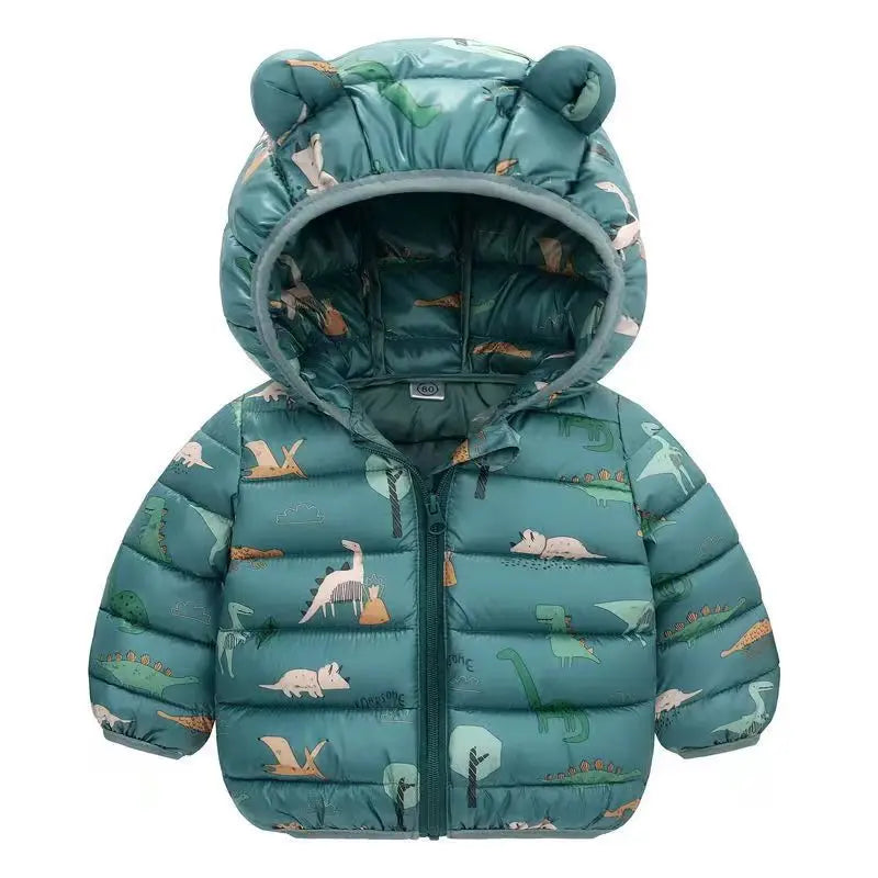 Baby Girls Hooded Down Jackets For Kids Coats Autumn Boys Cartoon Warm Jacket Coat Jacket Toddler Girl Zipper Jacket Outerwear