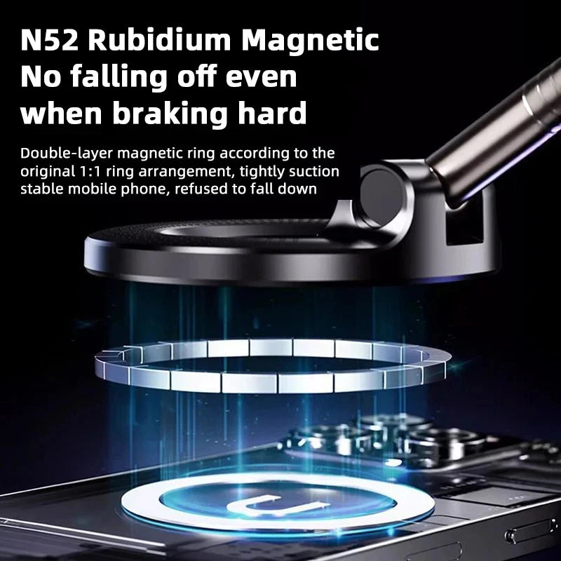 Rotating Folding Magnetic Phone Holder Vacuum Suction Mag Stand for Car Navigation Gym Kitchen - Universal GPS Streaming Bracket