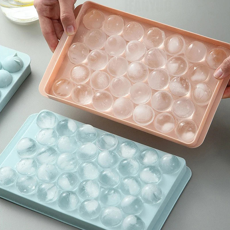 33 Ice Ball Mold - Whiskey Cocktail Round Ice Cube Maker with Lid, Perfect Hockey Ball Shape, BPA Free Mini Tray Kitchen Tools