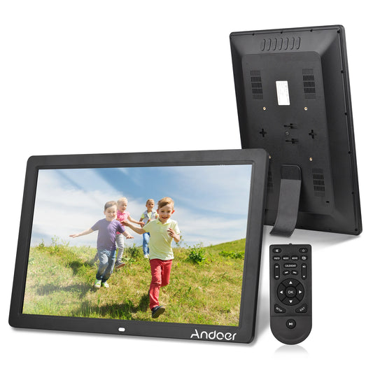 Andoer 17inch LED Digital Photo Frame 1080P Electronic Picture Frame MP3 MP4 Video Player Clock Calendar with Remote Control