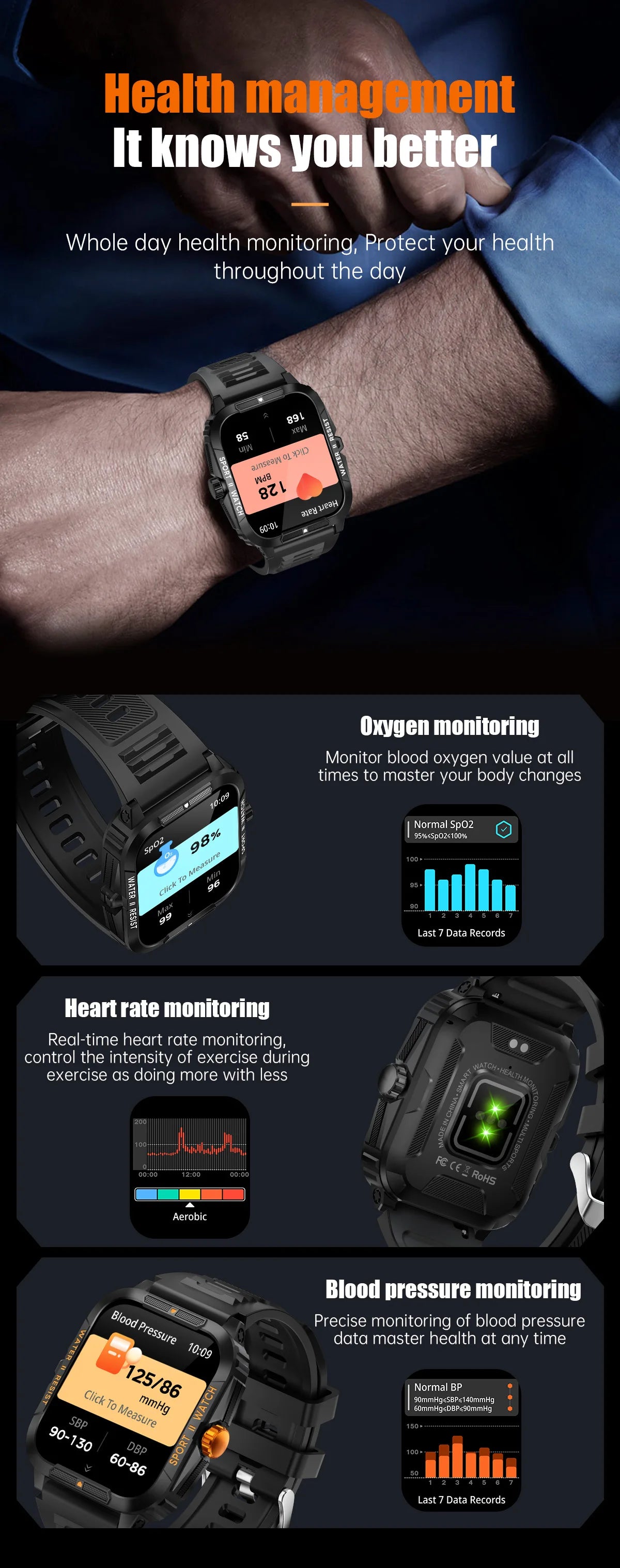 COLMI P76 1.96" Outdoor Military Smartwatch Men Bluetooth Call Smart Watch 3ATM IP68 Waterproof Sports Fitness Watches