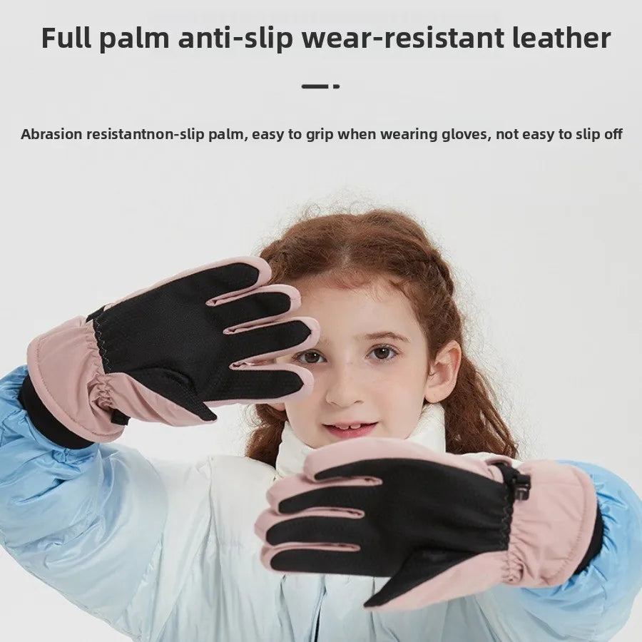 Kids Winter Ski Gloves Waterproof Thermal Snow Gloves for Boys Girls Outdoor Cold Weather Mittens for Cycling Riding and Sports