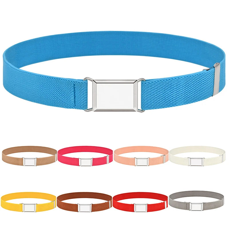 Children Elastic Belt Adjustable Stretch Waist Belt Canvas Waistband Boy Girls Pants Trousers Waist Strap Easy Buckle Kids Belt