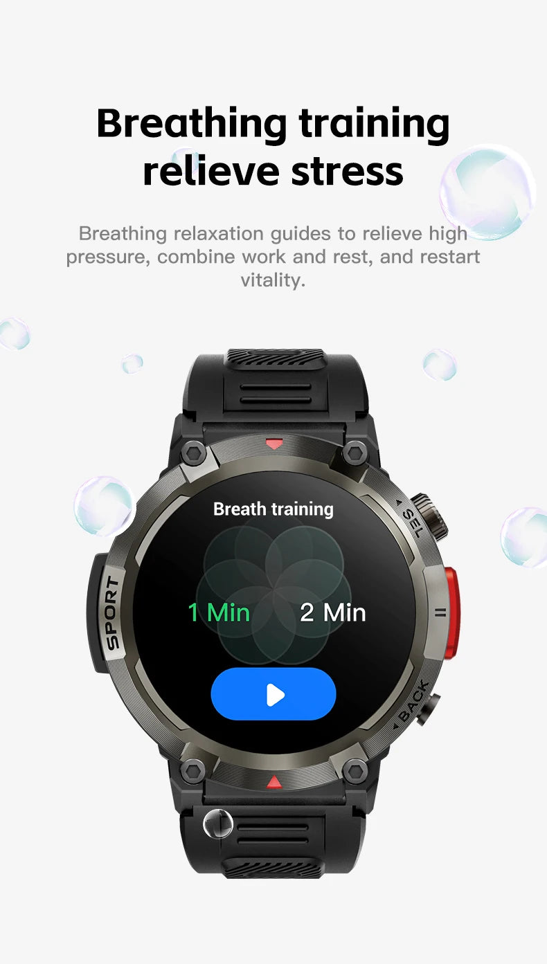 LIGE Military Grade New Outdoor Sports Men Smart Watch AMOLED Full Touch Screen With LED Flashlight Bluetooth calling SmartWatch