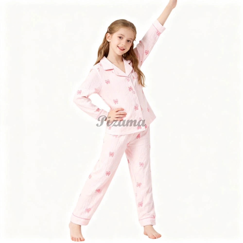 Spring Autumn Winter Teen Girls Pajamas Sets Children 2 Piece Full Sleeve Loungewear Kids Pyjamas Button Down Pijama Teen Niña