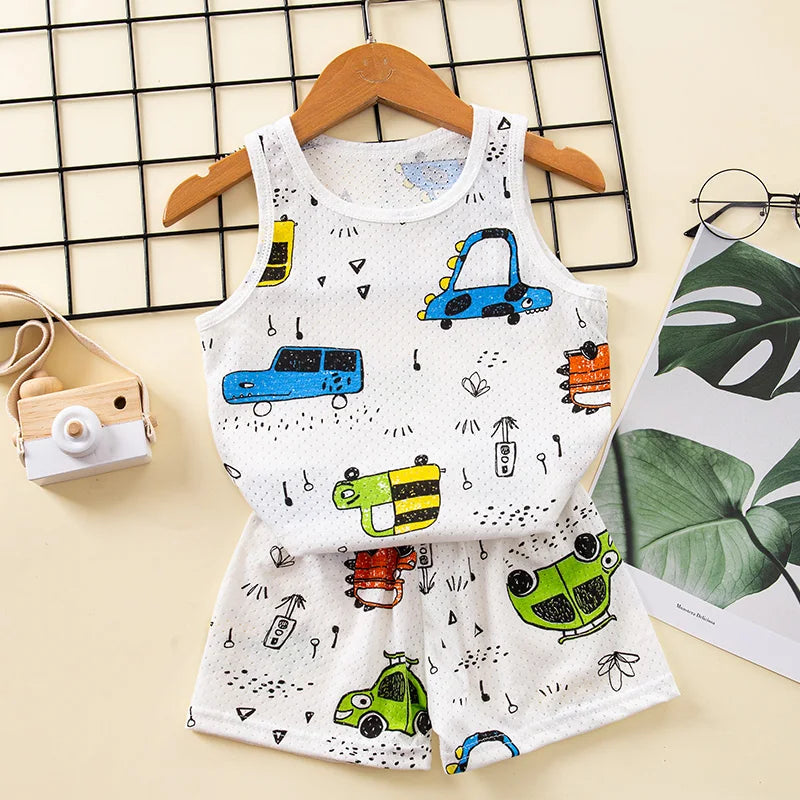Children Pajamas for Girls Boys 1 to 2 3 4 5 6 7 8 9 Years Cotton Green Pink Toddler Girl Pijama Short Set Teen Boy Pyjama Suit