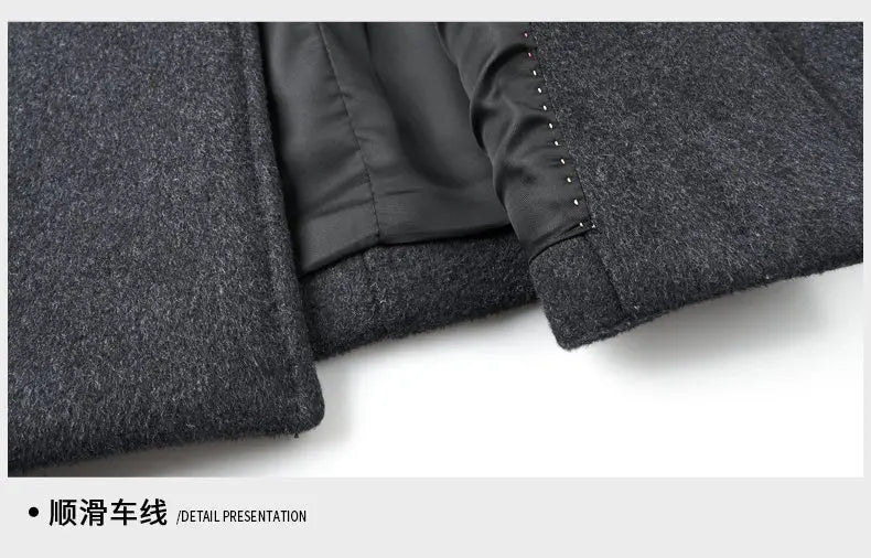 Men's High-End and Fashionable Cashmere Coats for Autumn and Winter, Mid-Length Lapel Jackets, Wool and Woolen Fabrics