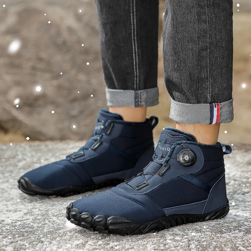 Winter Unisex Boots Plush Warm Snow Boots Comfortable Wide Toe Barefoot Shoes Winter High-top Casual Sneakers Botas Para Hombre