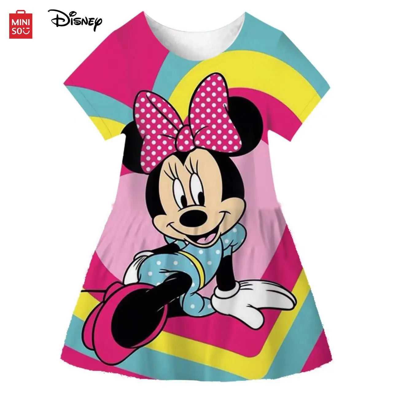 Minnie Mouse Dress Girls Dress 2024 Summer New Girls Round Neck Sleeveless Minnie Cartoon Minnie Mouse Dress 1 2 3 4 5 6 7-10Y