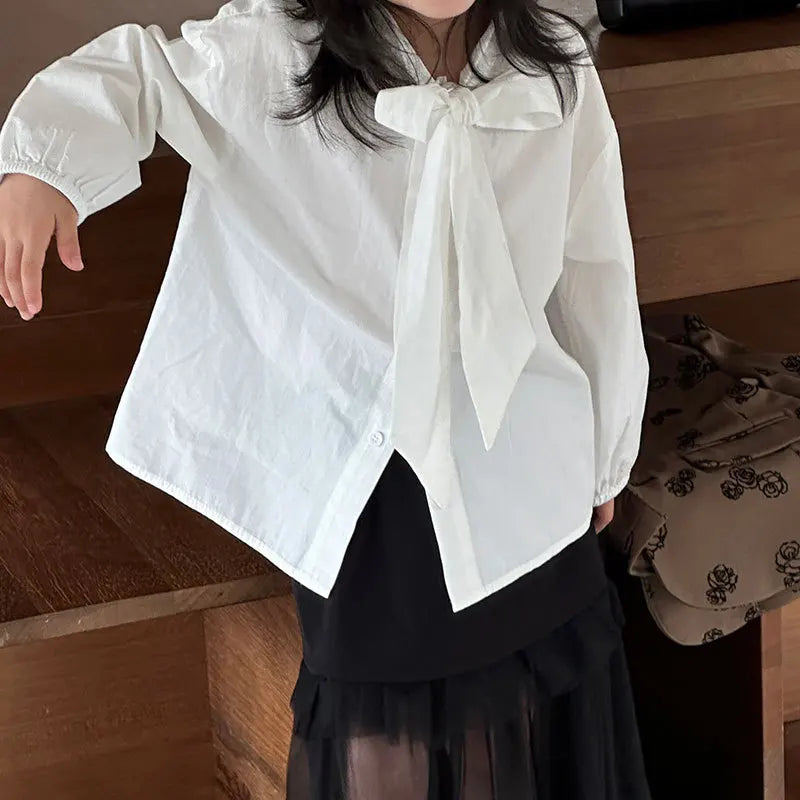 Girls Shirt Spring Autumn Long Sleeve Casual Daily Blouse for Kids Fashion Design Striped Flower Teen School Child Tops Clothes