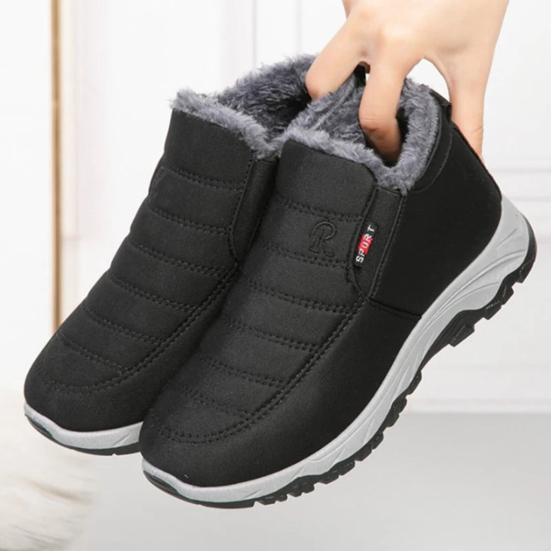Waterproof Winter Boots for Men's  2025 New Plush Snow Boots Men's Ankle Boots Warm Black Couple Cotton Couples Platform Shoes