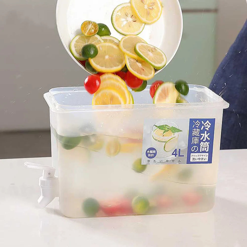 4L Refrigerator Cold Kettle Multifunction with Faucet Fridge Water Container Large Capacity Fridge Water Jug for Kitchen Fridge