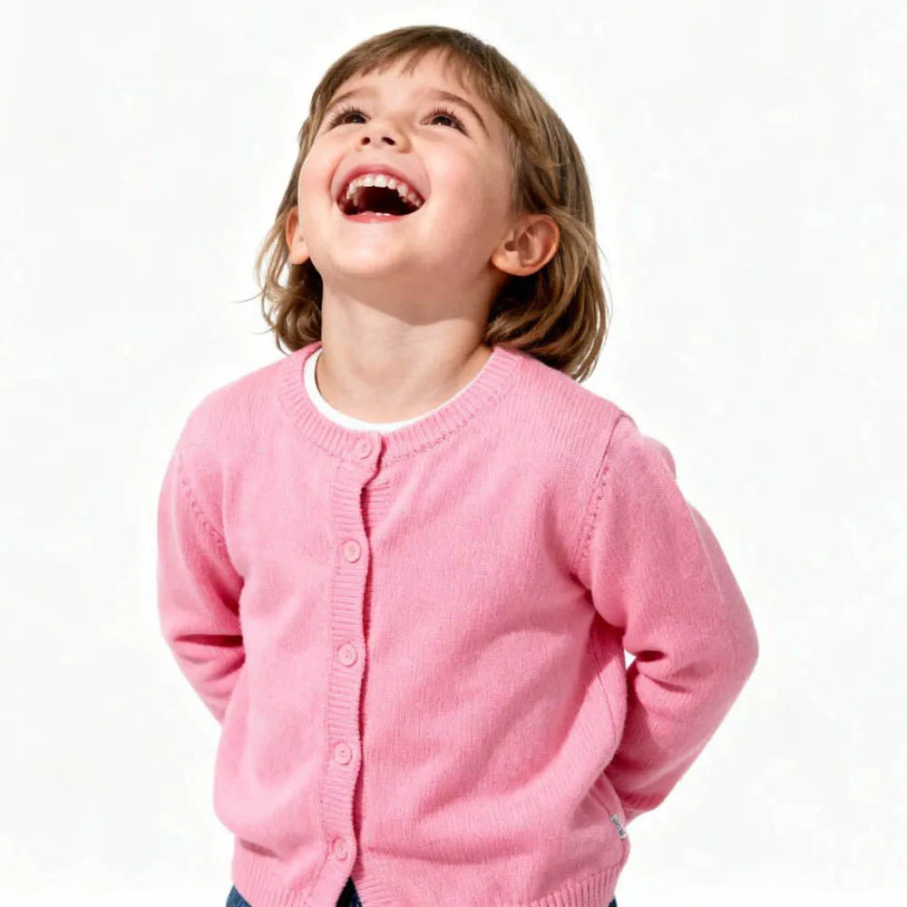 Girls Sweater Kids Cardigan Coat Toddler 1 to 2 3 4 5 6 7 8 9 Years Pink Yellow Cute Cotton Long Sleeve Clothes Plain Button Top