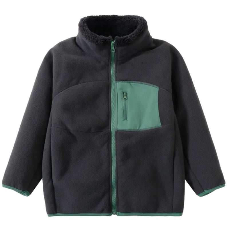 Children's Fall Winter Jacket Fleece Thick Teenage Boys Girls Outerwear Warm Windproof Soft Cozy Fur Coats for Kids 4-18 Years