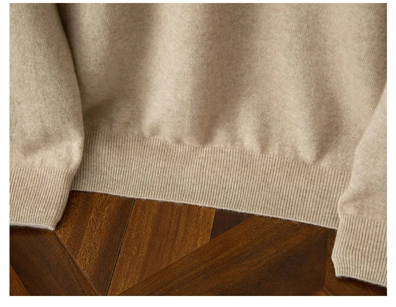 100% Cashmere Men's Pullover Casual Solid Color Knitted Sweater Loose Pull V-Neck Tops Basic Versatile Jumper