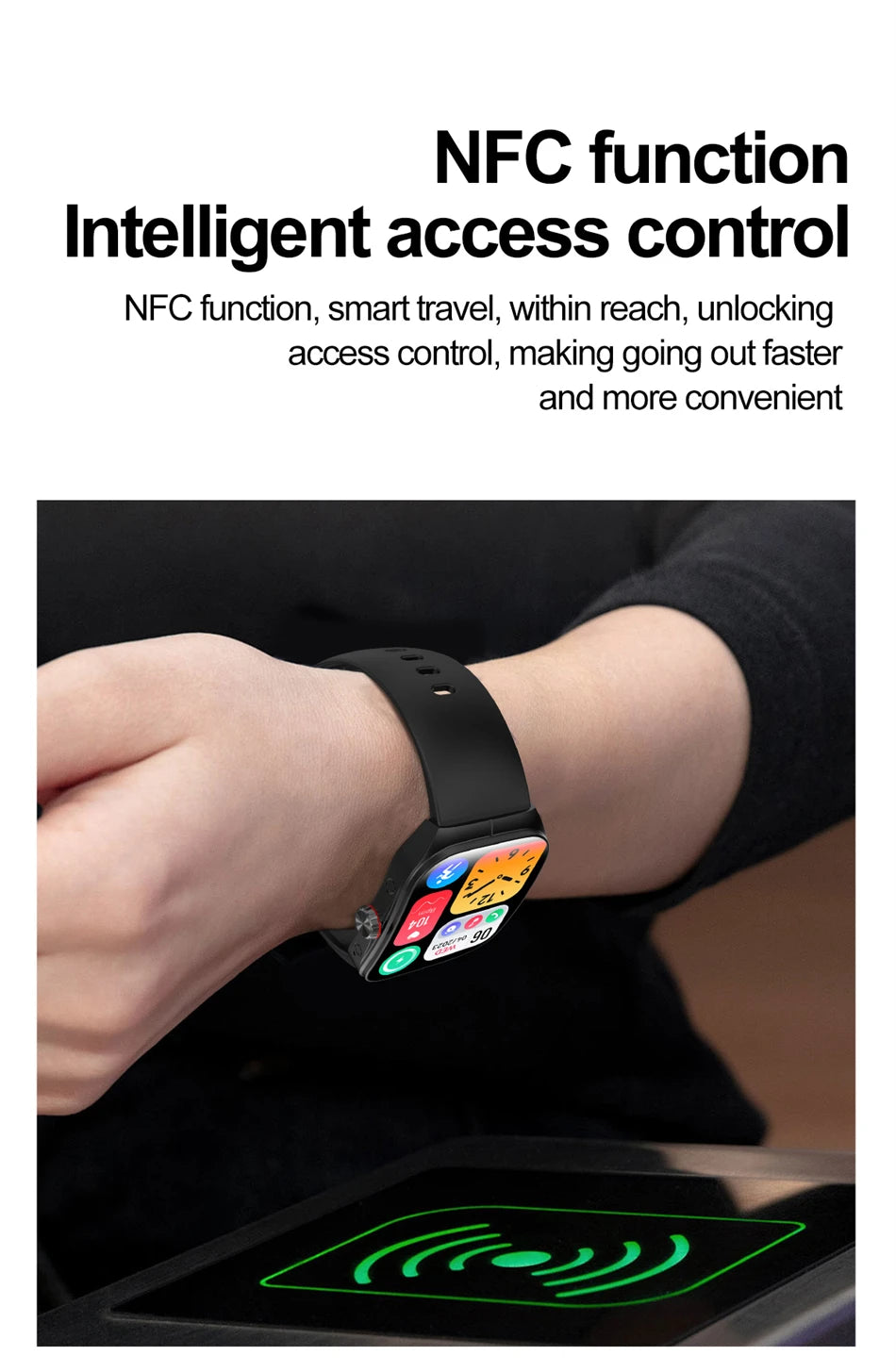 Smart Watch 1.95''AMOLED Curved Display BT Call NFCHeart Rate Monitor Multi-Sport Modes Fitness Tracker Smartwatch for Men Women
